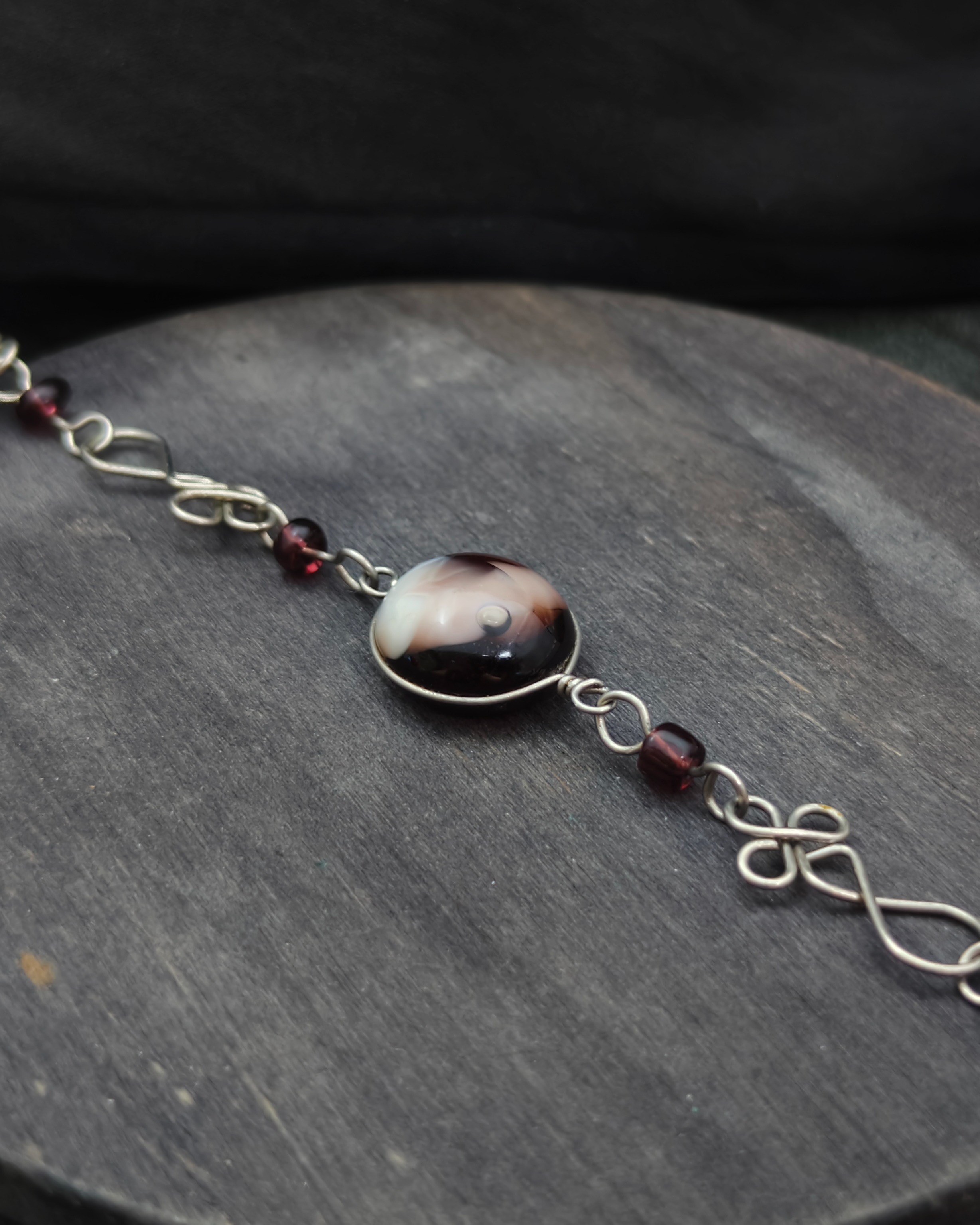 Bracelet with crystal beads and alpaca (alternate view)