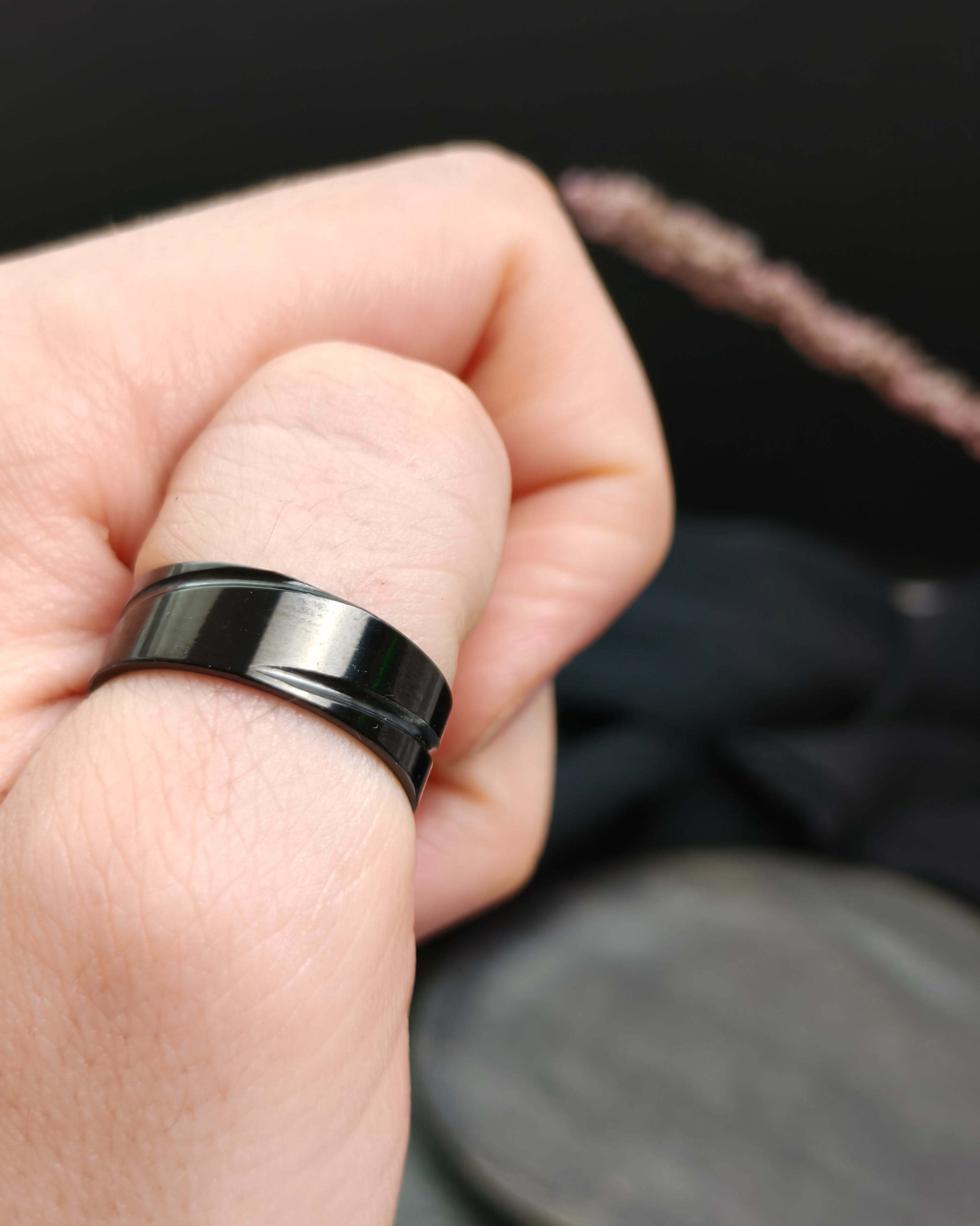 Black Stainless steel ring (alternate view)