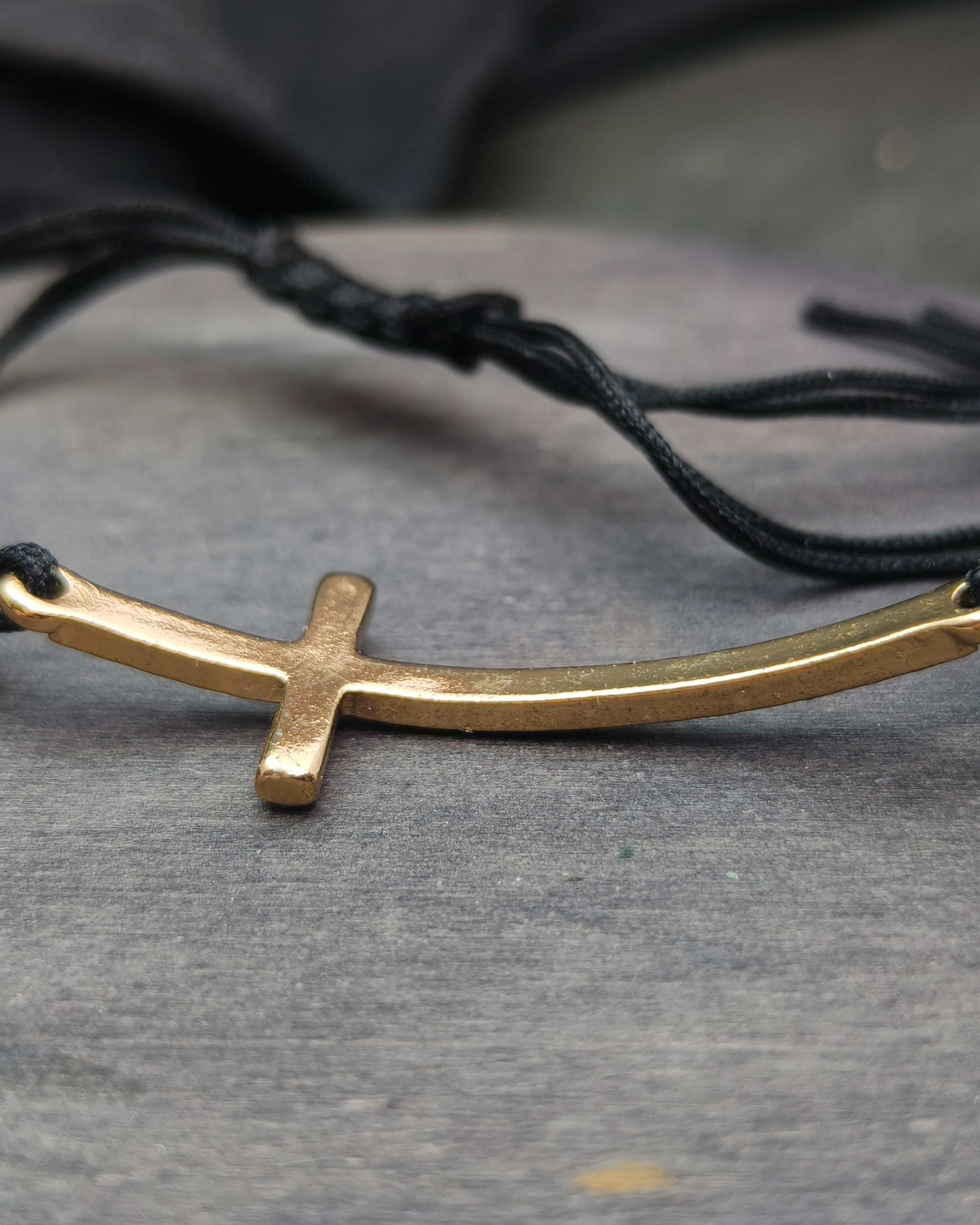 Bracelet with golden cross and rhinestones (alternate view)
