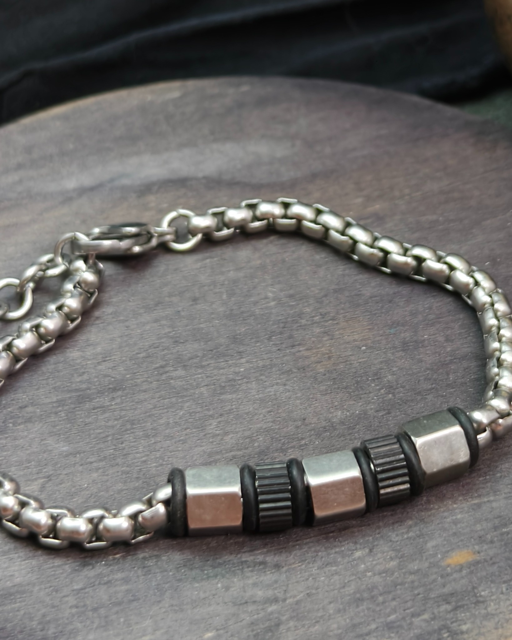 Stainless steel link bracelet (alternate view)