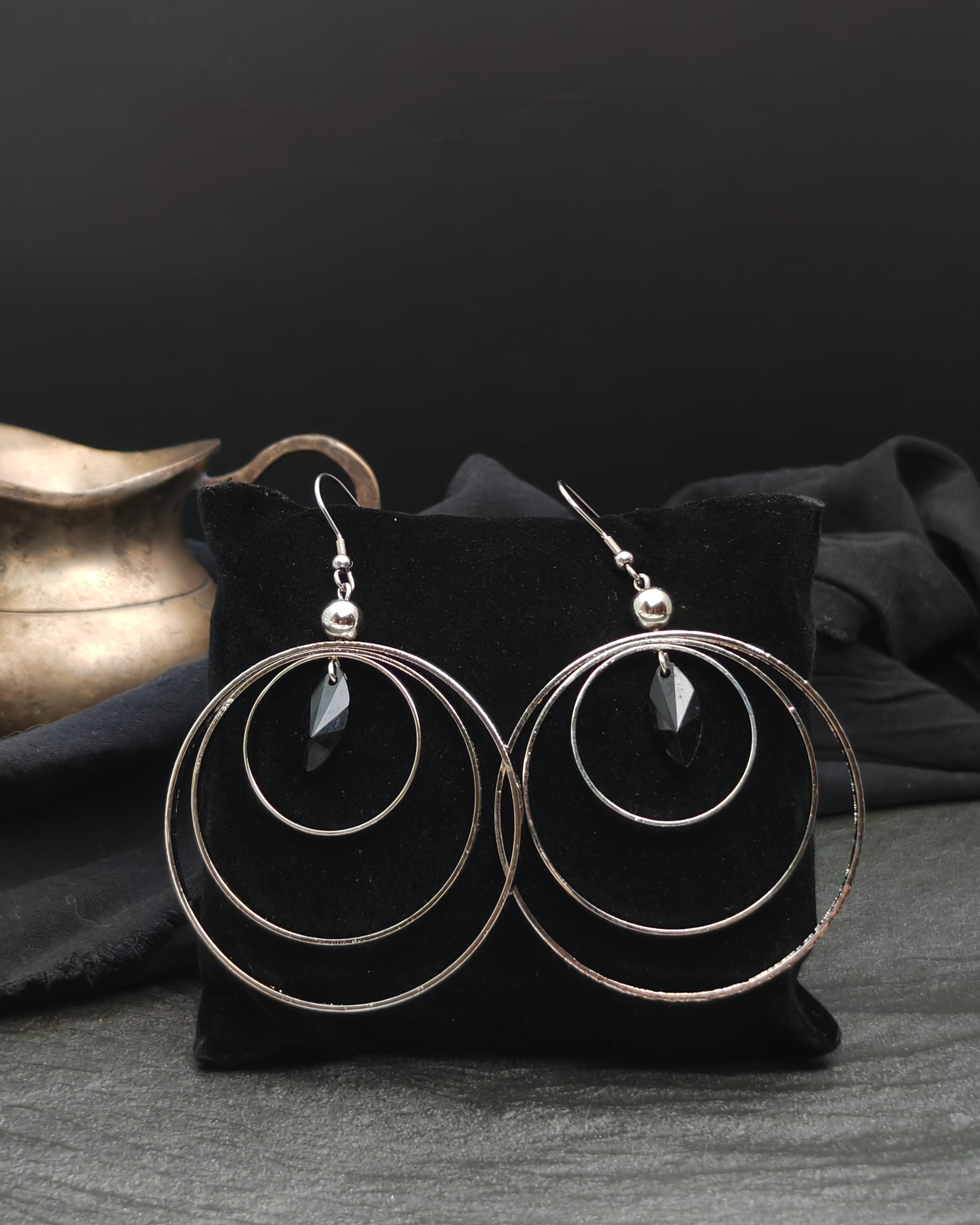 Triple-hoop drop earrings (alternate view)