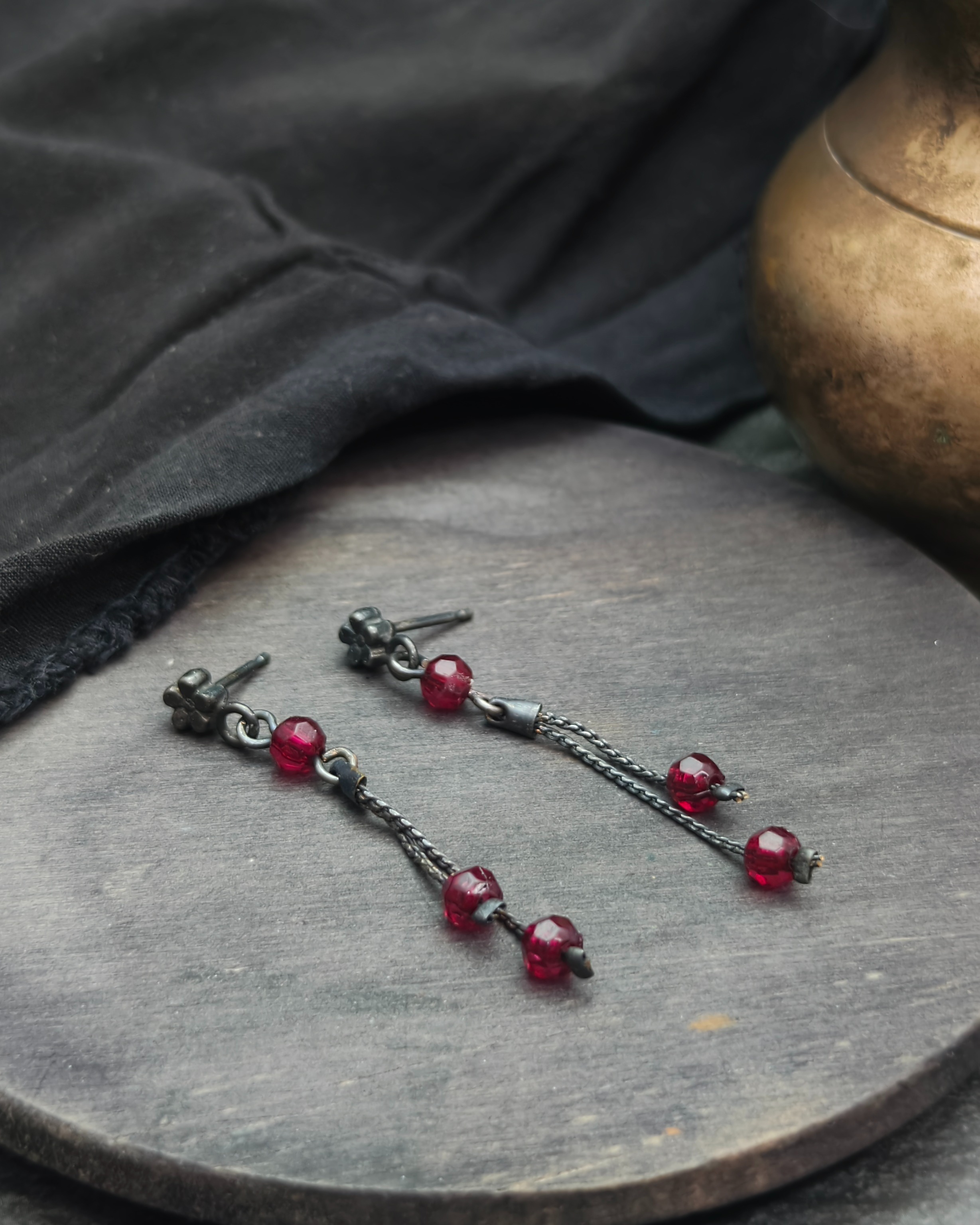 Neo-Victorian style earrings with faceted crystals