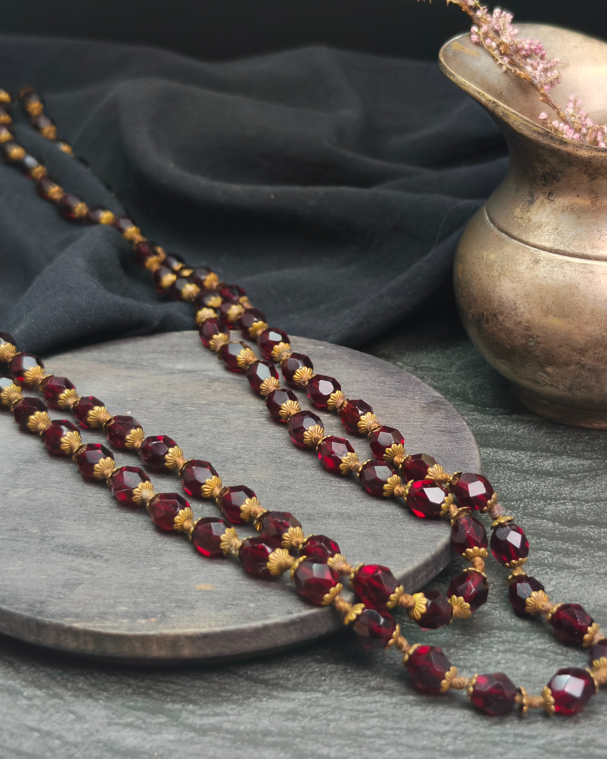 Long Bohemian crystal necklace from the 1920s (alternate view)