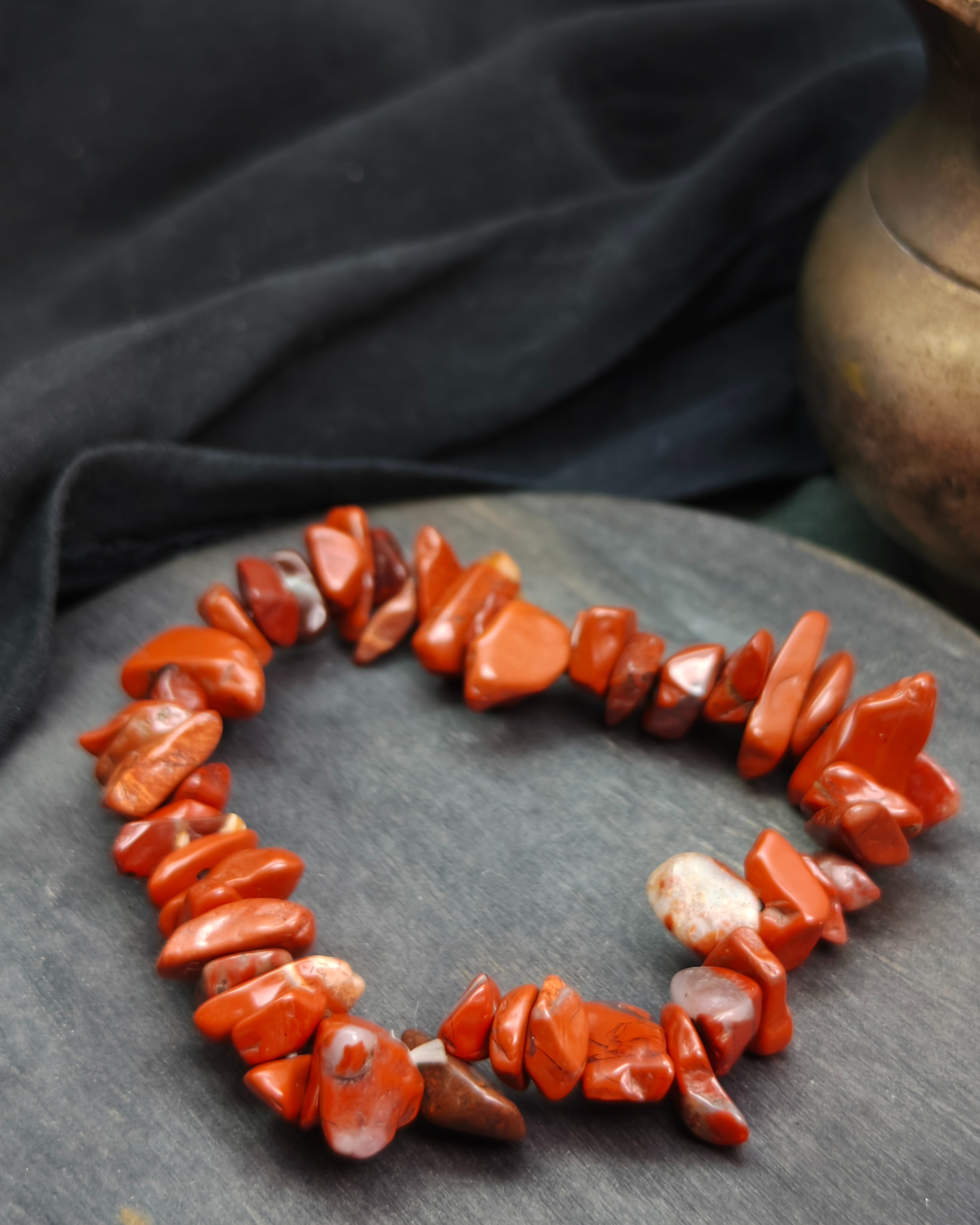 Red jasper bracelet (alternate view)