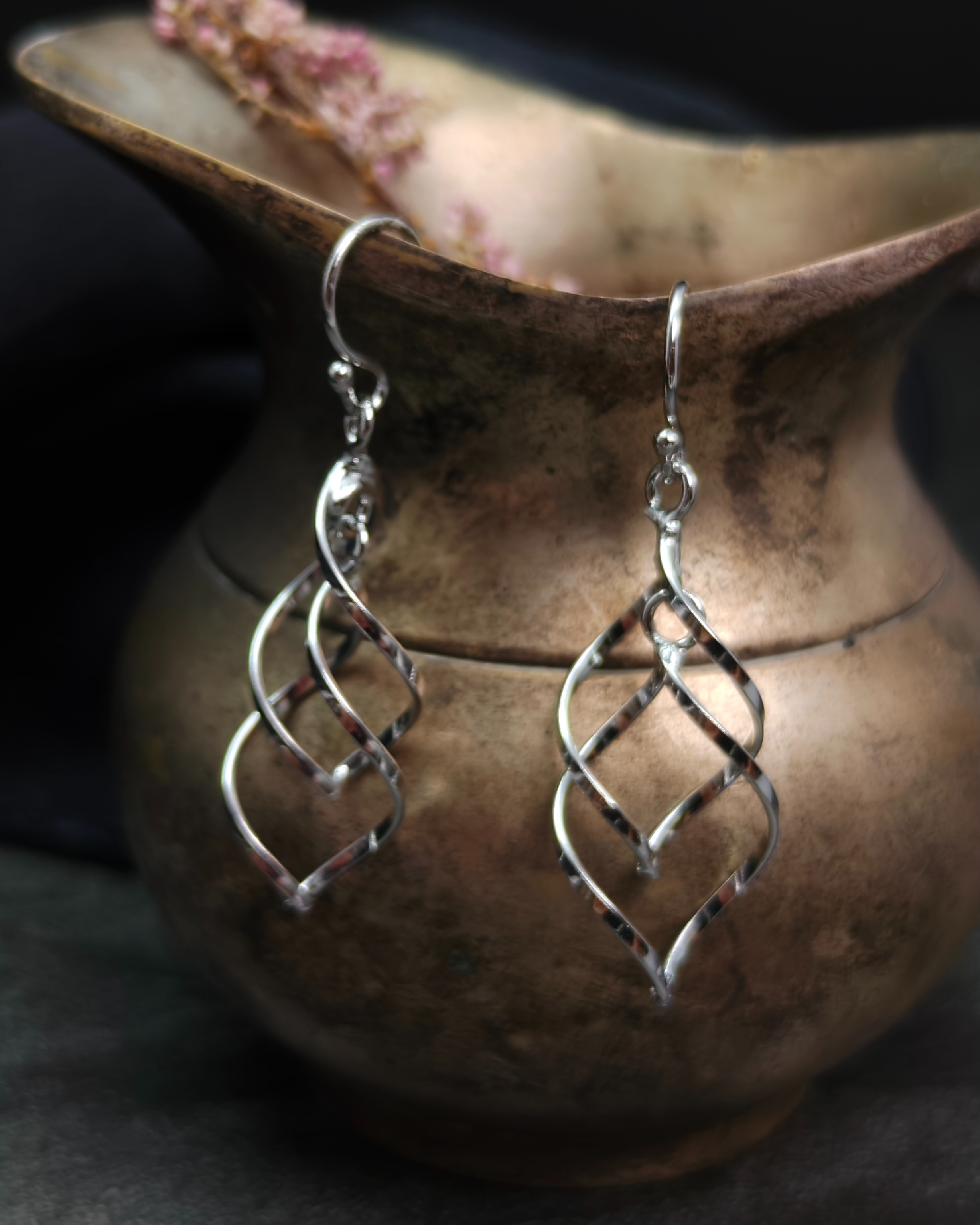 Silver spiral earrings