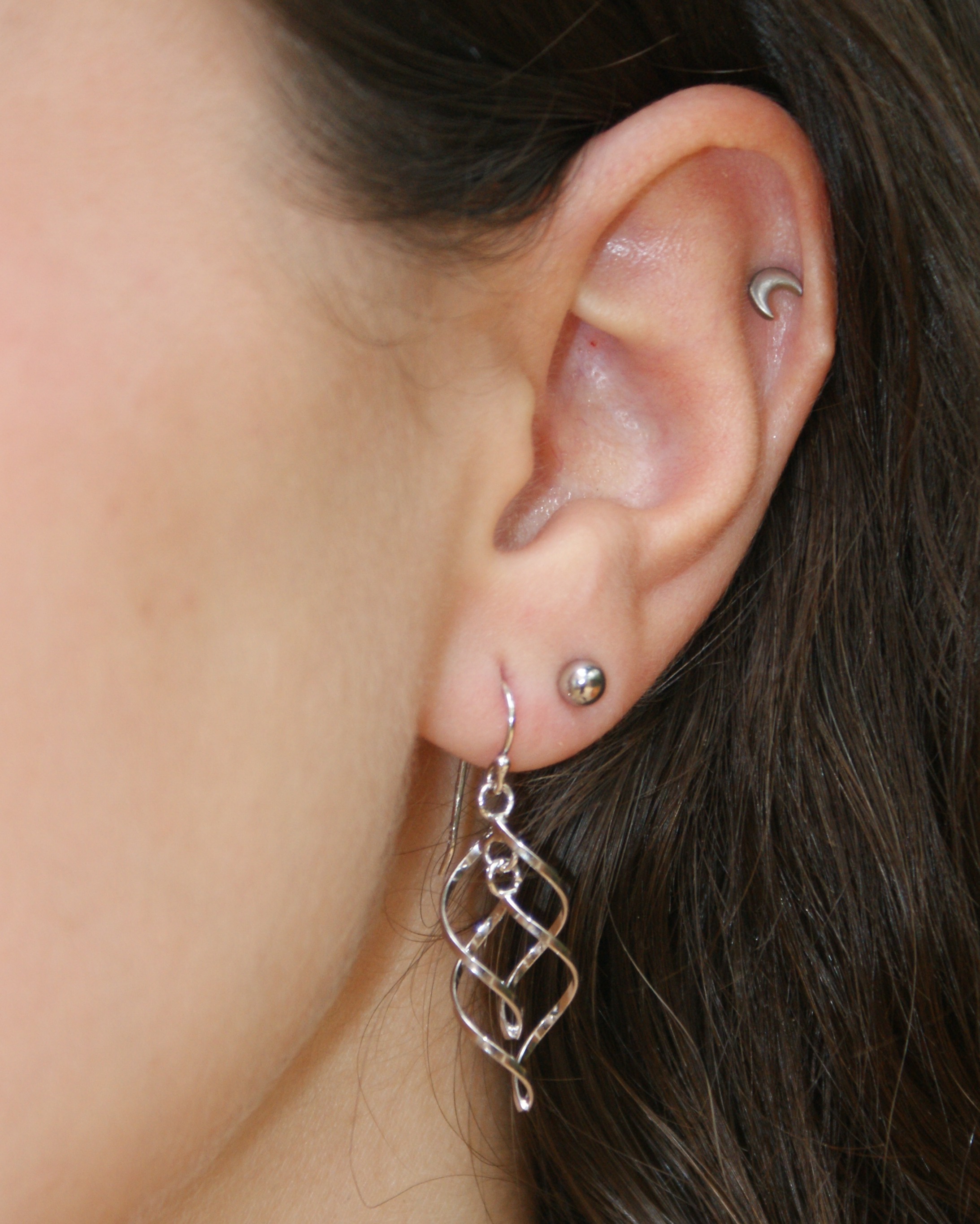 Silver spiral earrings (alternate view)