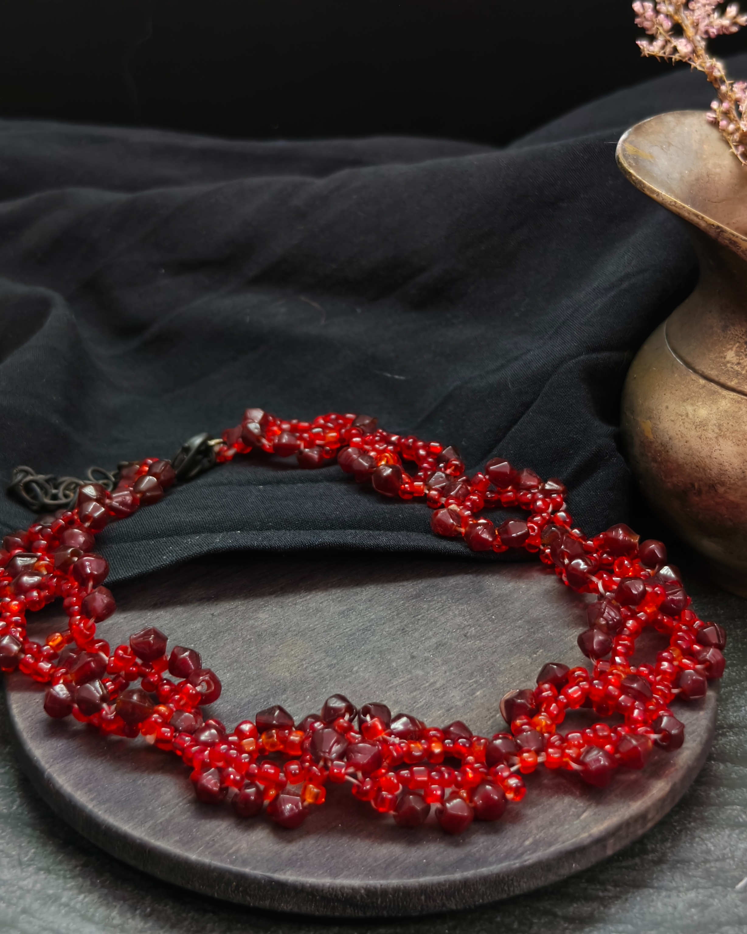 Vintage choker with Bohemian glass beads