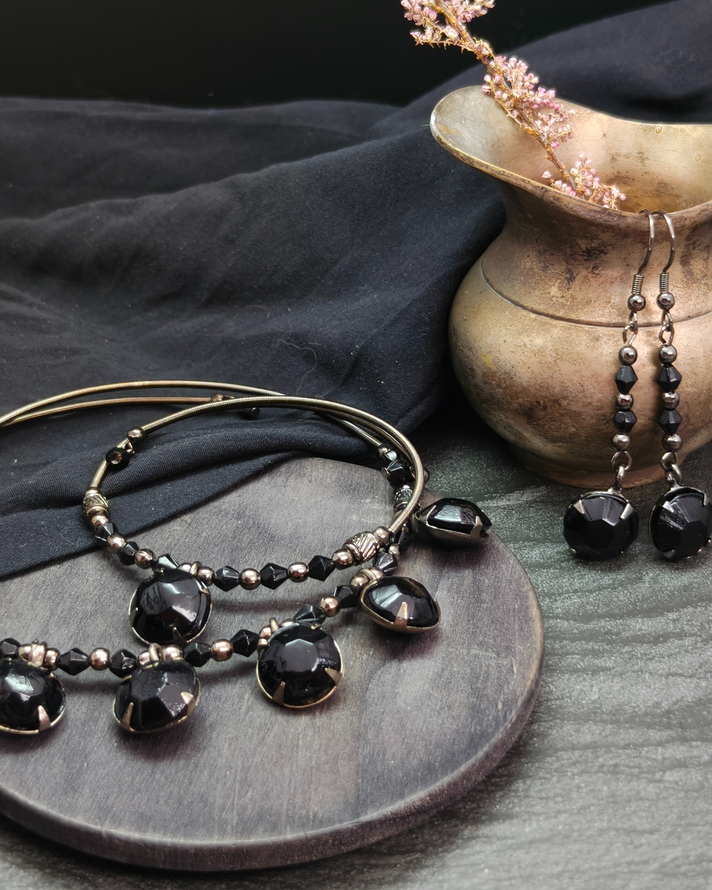 Y2K necklace, bracelet, and earring set