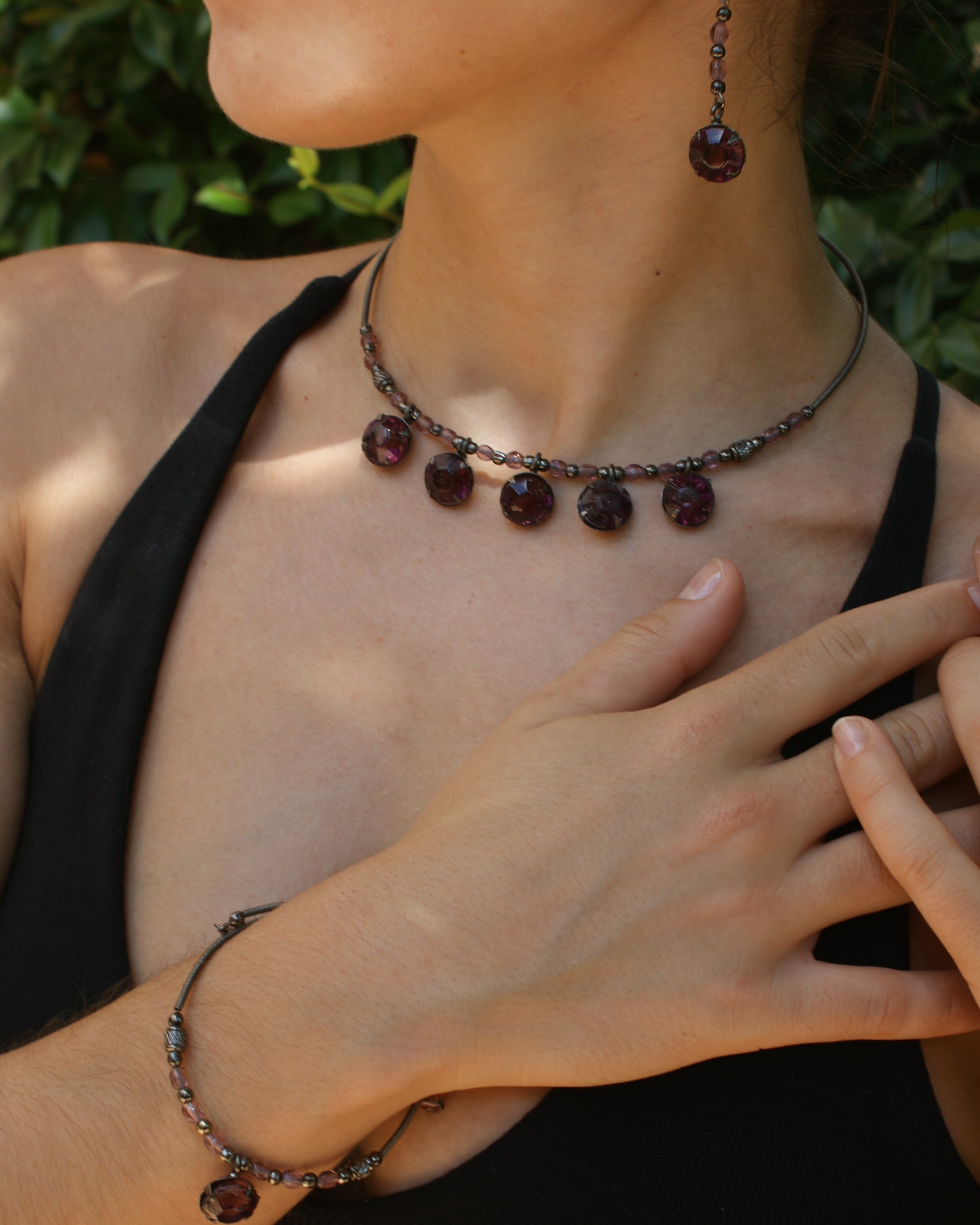 Y2K necklace, bracelet, and earring set (alternate view)