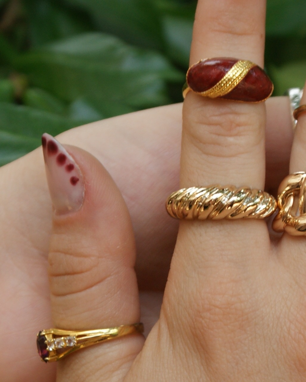 Golden croissant ring (alternate view)