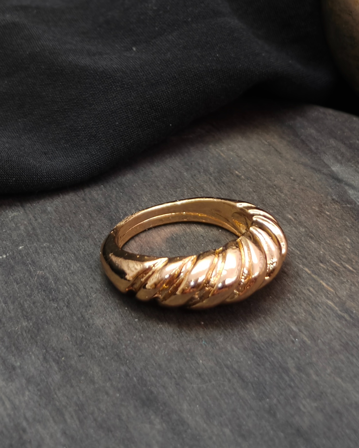 Golden croissant ring